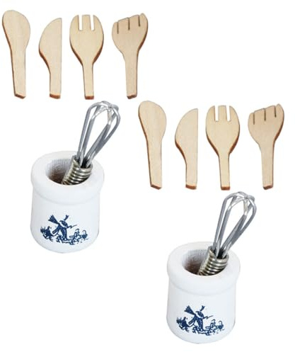 SUPVOX 2 Ensembles Kit Cuisine Miniature avec Ustensiles Réalistes Accessoires pour Maison de Poupée Jeux de Rôle et Décoration Cuisine Miniature