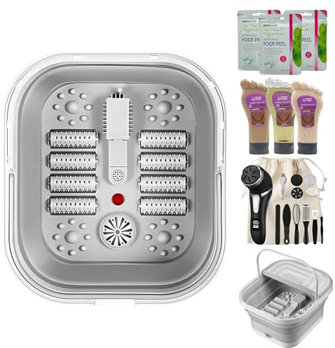 Deluxe Fuß-Spa-Set mit elektrischem Massagegerät, Pediküre-Werkzeugen, Fußpeel-Masken und Hautpflege-Set (Kaffee)