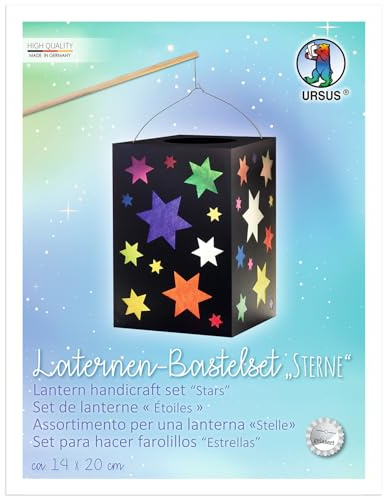 Laternen-Bastelset für eine Laterne ca. 14 x 20 cm, eckig, schwarz, Sterne