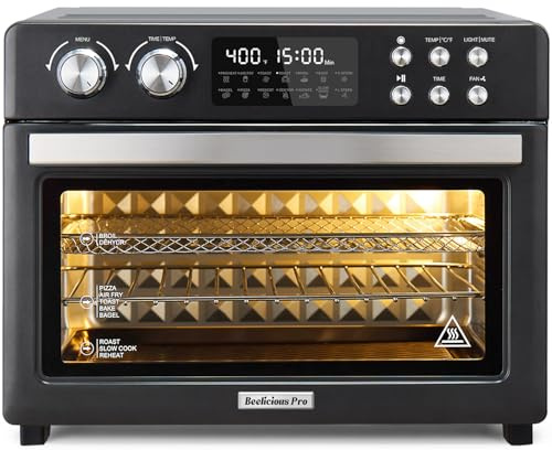 28QT Air Fryer Toaster Oven Combo, Large Countertop Oven with Next-Gen HeatWave Convection, 3-Layer Cooking, Black