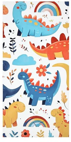 joyoldelf Toalla de Playa Dinosaurio Blanco - 70 x 140 cm, Toalla de Baño Infantil de Microfibra Ultra Suave y Secado Rápido, para Niños y Niñas, Piscina, Playa, Viajes y Camping