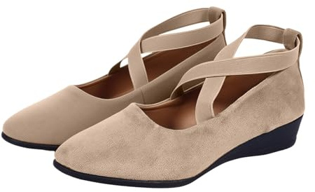 Ballerinaskor, dam, eleganta ballerina, skor, remballerina, dansskor, klädskor, platta skor, damskor eleganta och bekväma halvskor, traditionella skor, pumps sneakers, fritidsskor, kaki, 39 EU