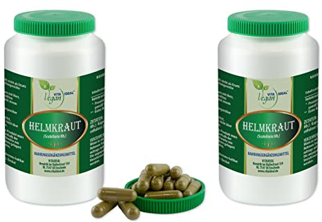 VITA IDEAL Vegan® Helmkraut 2x 360 Kapseln - Scutellaria Hb. - Tagesportion 700mg Helm Kraut reines Pulver. Natürlich, pflanzlich und ohne Zusatzstoffe, original von VITAIDEAL.