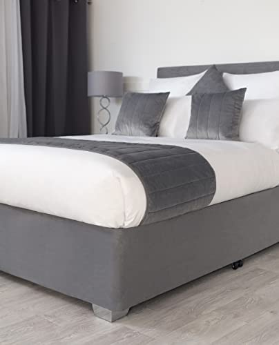 Belledorm Querbehang, 48,3 cm, Extra tief, Faltenvolant – verwandelt einen langweilig aussehenden Diwan – luxuriöses Velourslederimitat, anthrazit, King Size