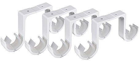 4 Piezas Soportes para Barra de Cortina Doble de Alta Resistencia Soporte Barra Techo Soporte de Poste de Cortina de Metal con Tornillos para Casa Cuarto Oficina Ventana … (blanco)