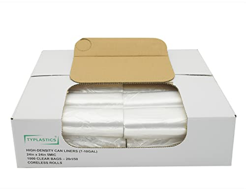 Bolsas de basura de TYPLASTICS comerciales, bolsas de basura transparentes de 7 a 10 galones, rollo perforado al por mayor, uso para oficina en casa o negocios