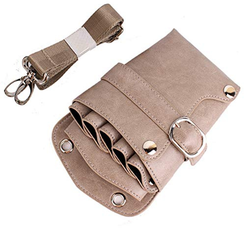 JTYX Leder Friseursalon Scherentasche Gürteltasche Friseur Werkzeugtasche Beauty Pet Scherentasche,Beige,21X14X11CM