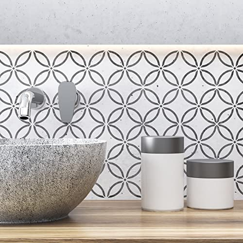 2 x Faux Tile Stencils - Paint Tile Effect on Floors Walls Furniture - Toyama 8 (203mm) Single