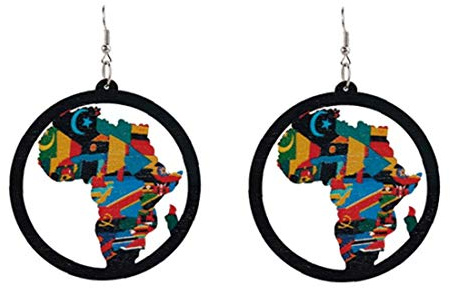 1 Paar Classic Wood Afrika-karte Ohrringe Aus Holz Karte, Anhänger, Ohrringe Für Weibliche Mädchen Schmuck Geschenk