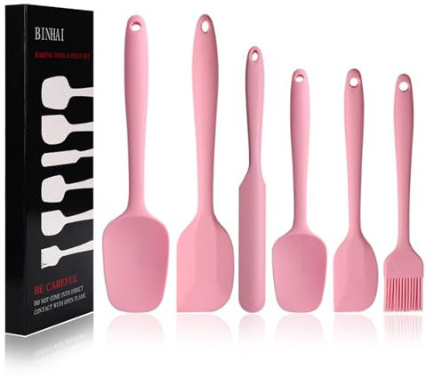 Silikon Spatel Set - Rosa 6-Teiliges Antihaft-Gummispatel Mit Edelstahlkern - Hitzebeständiges Spatel-Küchenutensilien-Set Zum Kochen, Backen Und Mischen