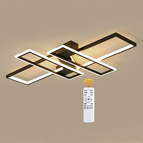 94W LED Deckenleuchte Wohnzimmer Schlafzimmer Esszimmer Korridor Balkon Licht Modern Chic Eckig Design Decke Licht Aluminium Acryl Lampenschirm Kreativ Indoor Beleuchtung Decke Lampe (Schwarz),L90CM