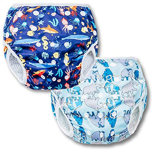Joyo roy Reusable Swim Diaper 2pcs One Size Adjustable Baby Swim Diaper Reusable for Toddler Swimming Diapers Size 4 Soft Baby Boy Water Diapers 4T Pool & Beach Baby Essentials for Swimming Lessons