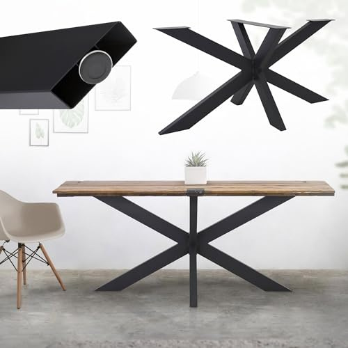 ML-Design Base Tavolo Telaio Gambe a Croce Spider 78 x 71 x 150 cm Struttura Scrivania Tavolo da Pranzo Tavolino da Salotto Caffè Ufficio Lavoro Design Industriale Piedi Mobili Fai da Te Metallo Nero