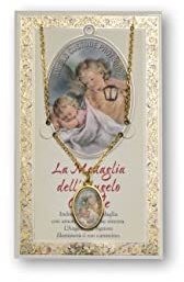 Fratelli Bonella | Medalla de ángel de la guarda y tarjeta con oración | Made in Italy, Plástico