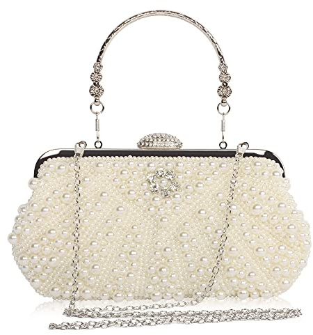Beaface Women's Clutch Bag Beaded Pearl Clutch Bags for Women, Evening Clutch Handbag Crossbody Bags for Wedding Prom Party Gift for Mom Wife