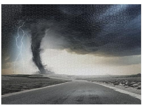 ABAKUHAUS Natur Puzzle, Schwarz Tornado Trichter Gas, Heirloom-Qualität lustige Aktivität für die Familie langlebiger Karton, 1000 Stücke, Grau