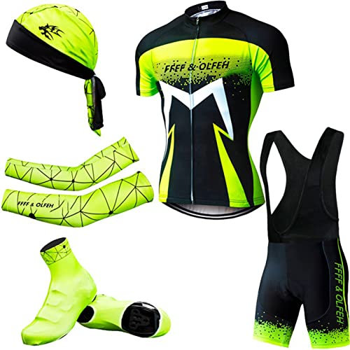 Ropa Ciclismo-Verano para Hombre Conjunto Jersey, Pantalones Cortos Culote Mangas Cortas de Ciclismo Conjunto de Ropa Maillot Transpirable para Deportes al Aire Libre Ciclo Bicicleta (XXL,Verde B)