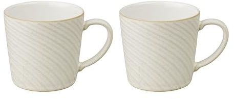 Denby – Impression Cream stor kaffemugg set med 2 – 400 ml stengods keramisk tekopp set – diskmaskinsäker, mikrovågsugnssäker
