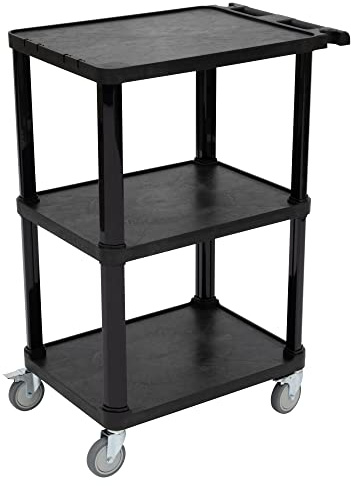 Pearington Kompakter Mehrzweckwagen mit 3 Ebenen, feststellbaren Rädern und ergonomischem Griff, Schwarz