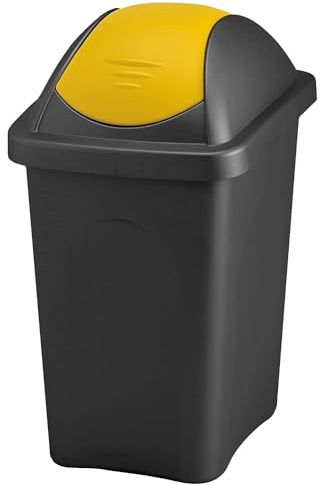 Home Centre 30L Swing Lid Recycling Bin Colour Code Management Yellow-Black | Kitchen plastic bin, general waste and recycling, office storage, made in Italy, 30L trash container