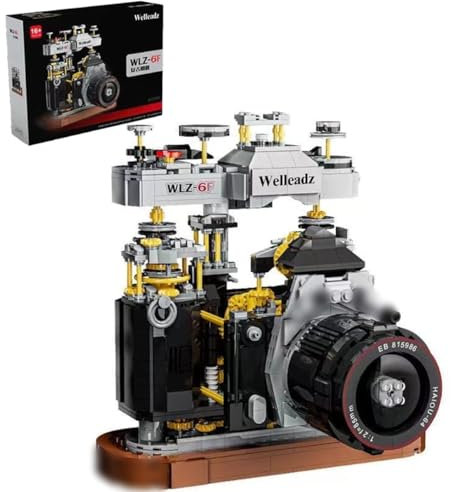 JOMIOD Ideas SLR Vintage Kamera Bausteine, 1027 Klemmbausteine Retro Camera Modell Bausatz Spielzeug, Welleadz WLZ-6F, Kreativ Kamera Bausteine für Erwachsene und Kinder, Kompatible with Lgo Ideas