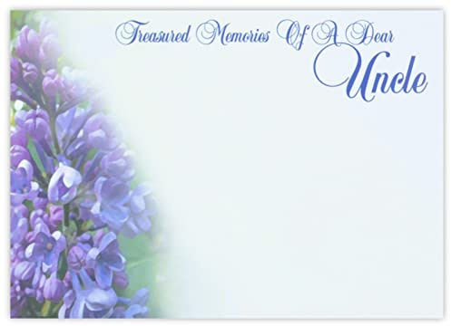 celloexpress Treasured Memories Uncle (Lilac) Flower Message Cards - 90mm x 125mm - Bereavement Florist Card Sympathy Condolences Notes (Pack of 6)