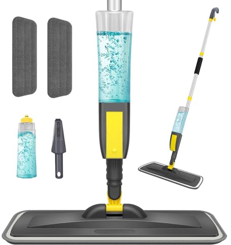 NileHome Upgraded Spray Mop for Floors - 360° Rotary spray mop | Reusable Washable Microfiber Pads, 3 Adjustable Modes, Lightweight for Tile & Wood Floor Cleaning