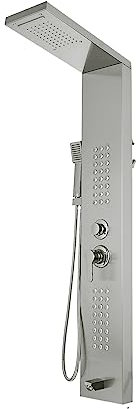 2024 New LED Light Shower Panel System ，Waterfall Rain Shower Faucet ，SPA Massa Jets Tub Shower with Bidet Bath Taps for Bathroom LED Shower Panel(Color:Polishing Silver)