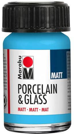 Marabu Peinture mate pour porcelaine, céramique et verre, bleu clair, 15 ml, peinture et estampage, à base d'eau, lavable, passe au lave-vaisselle