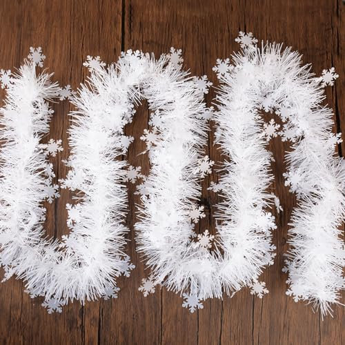 BHGT 6PCS Guirlandes Tinsel de Noël 12M pour Sapin de Noël Décoration Scintillante Maison Intérieur Ornement Pendendif pour Fête Noël Mariage Anniversaire