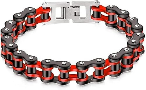 Ockyunoo Cykelarmband för män, motorcykelarmband i rostfritt stål, Punk Rock Länkarmband, Bangle Link Chain Smycken, för Män Pojkar, 8,6 inches o 22 cm, Rostfritt stål