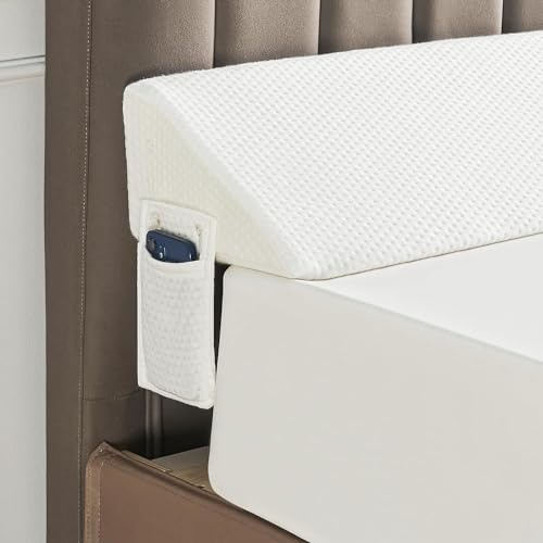 Zenithia Keilkissen für Kingsize-Betten (152,4 x 25,9 x 15,2 cm),Matratzenlückenfüller mit Seitentasche,für Kopfteil,Mehrzweck-Lesekissen,langes Nackenrollenkissen,Bettlückenfüller