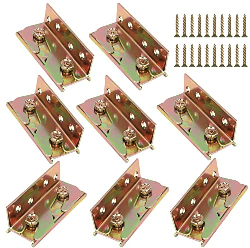 GBACHOOSE 8 Sets Bed Rail Brackets Heavy Duty Bed Frame Hardware No-Mortise Bed Rail Fittings Wooden Bed Frame Connectors for Headboards, Footboards (Screws Included)