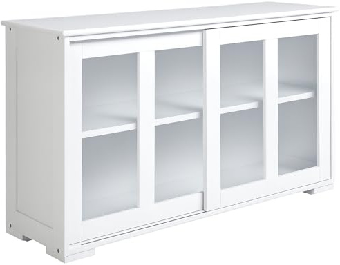 HOMCOM Aparador de Cocina Mueble Auxiliar de Cocina 107x33x62,5 cm Blanco