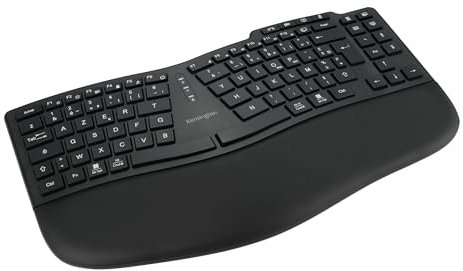 Kensington KM270 EQ Set clavier sans fil rechargeable et souris silencieuse ambidextre pour PC, 2.4GHz & BT 5.0, résistant aux éclaboussures, AZERTY ISO - Noir K75560FR