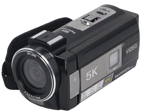 New 5K Camcorder Vintage, 18X Zoom Digital Camcorder for Photography, Vlogging Camera with Night Vision, Flash, Auto Focus, Front and Rear Cameras, 3 in Flip Screen