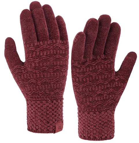Bequemer Laden Invierno Mujeres Guantes Termicos Tactiles para Clima Frío Chenilla de Punto con Puños Elásticos Guantes Nieve Regalos