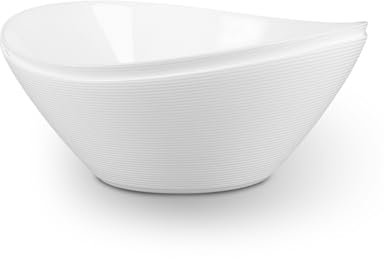 LaGlint Set di 2 Grandi Ciotole per Insalata 1,95L, Vetro Opale, Piatti da Servire Leggeri 25,4cm - Adatti a Insalata, Frutta, Cucina, Microonde e Lavastoviglie, Forma Ovale Bianca