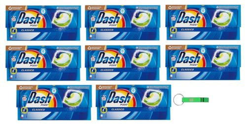 8 x Dash Pods Classico detersivo per lavatrice in capsule, 31 lavaggi, garantisce una pulizia impeccabile contro le macchie + portachiavi Beni Culinari gratuito