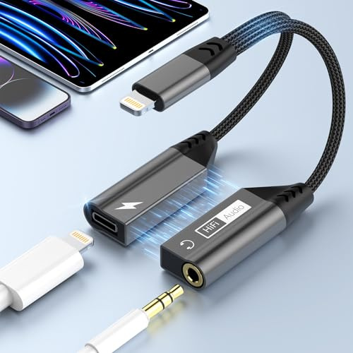 Rocketek Magnetischer Lightning auf 3,5 mm Adapter und Laden 2 in 1 Lightning auf Klinke HiFi Kopfhörer Aux Adapter für iPhone 14/13/12/11/X/XS/XR/8/7