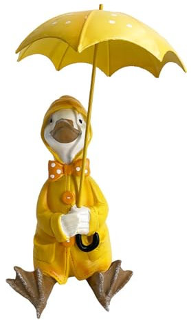 Entenstatue im Freien, Tierskulptur-Figur, Gartenente Statue, Outdoor-Entenfigur, Kunstharz-Tierente, Enten-Gartenskulptur, Regenschirm hält Ente, Outdoor-Gartendekoration, Enten-Rasen-Ornament