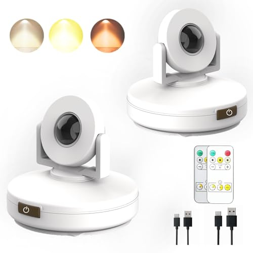 Spot Lampe LED Drahtlos Deckenstrahler, Wiederaufladbare Leselampe Batteriebetriebene Bilderleuchten mit Fernbedienung, Puck Licht mit Timer Dimmbar für Wandkunst-Anzeige Dartboard Akzent Schrank