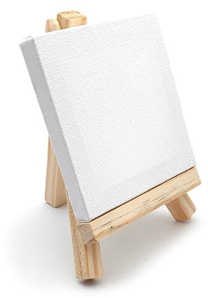Mini chevalet en bois avec toile 8 x 8 cm – Kit de peinture et de décoration – Idéal pour les mariages, les fêtes et les événements créatifs