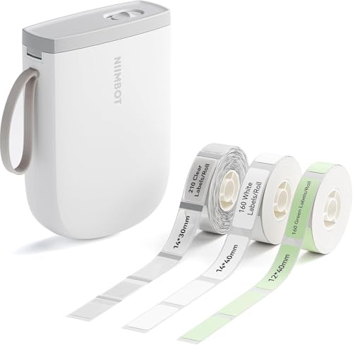 NIIMBOT D11 Impresora de etiquetas autoadhesiva con 3 rollos de etiquetas, impresora de etiquetas portátil de 300 ppp, máquina de etiquetado autoadhesiva, compatible con iOS y Android, dispositivo de