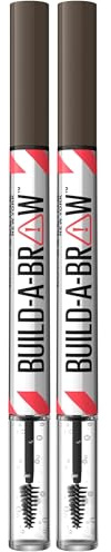 Maybelline New York 2in1 Augenbrauenstift mit Gel für volle und definierte Augenbrauen, Bis zu 24 Stunden Halt, Kein Verwischen, Build-A-Brow, Vegane Formel, Nr. 262 Black Brown (Packung mit 2)