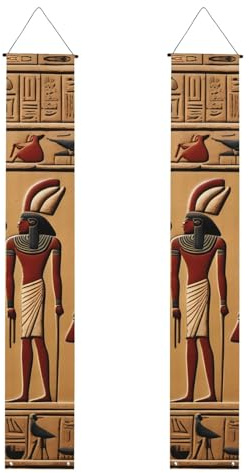 JKIEGOQ Altes ägyptisches Hieroglyphen-Banner zum Schulabschluss, robust, langlebig, waschbar und wiederverwendbar, Abschlussdekoration, 30,5 x 180 cm