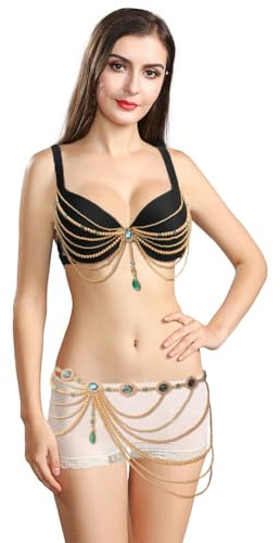 ROYAL SMEELA Bauchtanz BH Und Gürtel-Set Mit Strass Und Perlen Elegantes Bauchtanz Kostüm Damen Sexy Bauchtanz BH Und Guertel Bauchtanz Kleidung Bauchtanz Outfits Für Frauen Bauch Tanzen Kostum