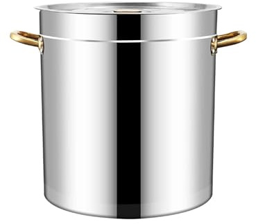 Generisch Induktionsgeeigneter Suppentopf aus Edelstahl mit Deckel, verbesserter Griff, 33,5 x 37 cm und 43,5 x 47 cm, langlebiges Kochgeschirr für alle Herdplatten, perfekt für Suppen und Eintöpfe