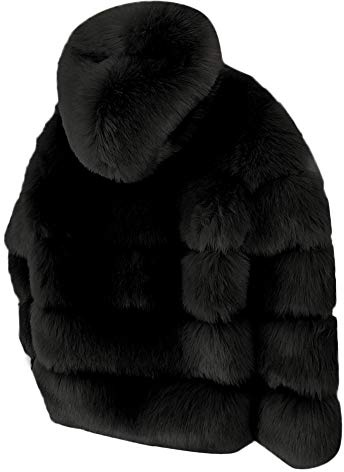 Giacca di pelliccia da donna corta per matrimonio, in peluche con cappuccio, cappotto in pelliccia sintetica, invernale, calda, trapuntata, elegante a maniche lunghe, soffice felpa con cappuccio, Nero