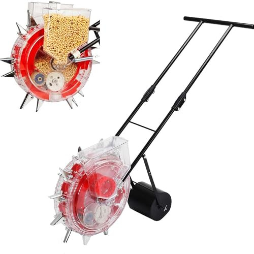 Manual Seeder Planter - Hand-Push Garden Roller for Efficient Seeding & Fertilizing, 6-Hole Corn, Soybean, Peanut & Cotton Row Planter Applicator